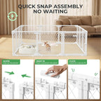 Dog Playpen Indoor, 12 Panel, 24" White Metal Puppy Playpen | Diamond Mesh Chew Resistant, Tool-Free Assembly, Easy Clean, Portable Design, Dog Exercise Pen for puppies and small dogs