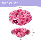 Lesure Donut Cute Jacquard Cat Tunnel Bed Kitten Toys for Puppy Bunny | 33.5x33.5x10in,Round Cat Bed Tube for Indoor Cats Rabbit Dog,Pet Peekaboo Cave Toy,Spiral Hideaway,Washable Cushion
