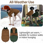 Lelepet Reversible Dog Coat Windproof Dog Jacket Lightweight Puffer Vest | Winter Jacket Warm Cold Weather Coat for Small Dogs Adjustbale Hook & Loop Pet Apparel with Leash Hole, Shih Tzu, Brown, S