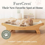 XL Sisal Cat Scratcher Bed with Elevated Hammock for Indoor Cats, Replaceable Natural Sisal Pad, Large Cat Lounge, Anti-Slip No-Wobble Bamboo Frame, Natural Grey