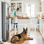 Vantas 80" x 24" Foldable Freestanding Extra Wide Dog Gate with Door,White | Pet Gate for Stairs and Doorways, Renter Friendly No Drill, Indoor Pet Fence Extra Wide, Easy Storage, With Support Feet