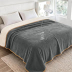 Luciphia Waterproof Pet Blanket, Washable Reversible Sherpa Fleece Throw | Liquid-proof furniture protector for bed and couch, soft reversible sherpa fleece for dogs, cats grey, QUEEN