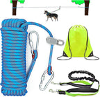 Dog Tie Out Cable for Camping, Dog Trolley System and 4ft Bungee Leash | Suitable for Dogs Up to 400lbs, Camping Yard andOutdoor Events