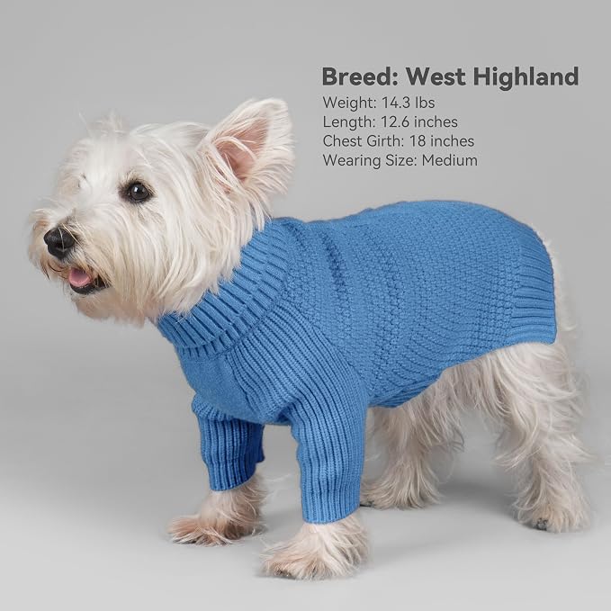 cyeollo Dog Sweater Long Sleeve Knitted Turtleneck Pullover Warm Clothes | Ultra Soft Warm Knit, Full Coverage, 4-Way Stretch for Easy Movement, Easy On & Off, Winter Daily Wear for Small Dogs