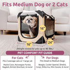 Cat & Dog Pet Carrier, Soft-Sided, Large 24"x16"x16", Fits Large Cat, 2 Cats, or Medium Dog Comfortably, Great for Travel & Vet Visits, Privacy Windows, Removable Bed, Locking Zippers, Foldable