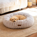 FUKUMARU Small Dog Bed, 25" Orthopedic Dog Bed for Puppies, Donut Cat Beds | Gradient Color Calming Donut Dog Beds for Small Dogs, Round Pet Bed with Washable Cover, Cute Cat Bed for Indoor Cats, Camel