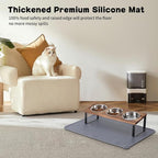 Summark Upgraded Elevated Cat Bowls with Food Mat,15°Tilted Stand Anti Vomiting Raised Cat Dishes for Food and Water,3 Stainless Steel Bowls for Cats and Puppy（Rustic Brown）