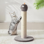 Cat Scratching Post for Small Space, 22'' Scratching Posts for Indoor Cats Adults, Extra Wide 13.4" Stable Base & Natural Sisal, Cute Cat Scratching Post with Short Plush Fabric for Large Cats, Gray