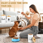 Tioncy 3 Pcs Dog Treat Container Airtight with Lids Spoon 8 x 5 & 7 x 4 & 6 x 4 Inch Dog Treat Jars for Counter with DIY Labels Pen Small Pet Food Storage Canister Cookie Snack Jars for Kitchen(White)
