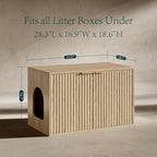 Evermagin 31.5" Cat Litter Box Enclosure Furniture | Oak Hidden Litter Box Cabinet, Modern Indoor Cat House, Fluted Kitty End Table for Living Room, Bedroom, Entryway