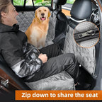 PETICON Dog Car Seat Cover for Back Seat, Waterproof Dog Hammock for Pets | Zippered Design Allows Passenger Seat Access, Mesh Window for Pet View, 600D Oxford, Prevents Scratches, Hair, Mud, and Dirt
