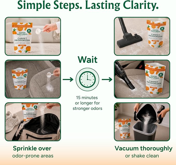 Good Natured Brand | Carpet Deodorizer & Freshener Powder | 31 oz Pet Odor Eliminator for Strong Odor & Pet Urine | Fresh Natural Mandarin Scent | Safe for Homes with Pets