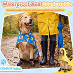Dog Raincoat and Shoes for Weighing 20-38lbs, Spring Summer Waterproof Dogs Boots & Paw Protectors, Adjustable Pet Poncho with Leash Hole for Large Medium Small Dogs, Yellow(Double Side)