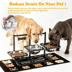 Extra Large Elevated Dog Bowl Stand for Multiple Dogs – 6 Height Adjustable Raised Stand with 3×101oz Stainless Steel Bowls & Non-Slip Mat for XLarge Breeds