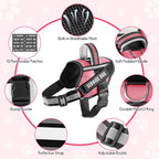 Service Dog Vest Harness and Leash Set, Animire in Training Dog Harness with 10 Dog Patches, Reflective Dog Leash with Soft Padded Handle for Small, Medium, Large, and Extra-Large Dogs (Rosy,XS)