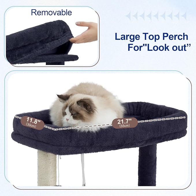 Gitelsnour Cat Tree, Cat Tower with Sturdy Steel Tube, Large Perch GCT024G | 70.5'' Cat Furniture with Scratching Post, Hammock, Basket and Big Platform for Indoor Cats Large Adult, Drak Gray