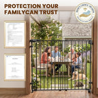Mumeasy 36" Tall Baby Gate for Stairs, 29.5-43.3" Expandable Hardware Mounted (Drill Needed), Removable No Bottom Bar Dog Gate, Auto Close Wide Walk Thru Safety Gate for Doorways, Pets& Toddlers,Black