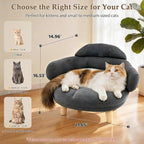 Gray Cat Sofa Bed, Furniture Style Pet Couch with Pine Wood Legs | Removable Cotton Velvet Cover, Cozy Cushion Design, Stylish Home Décor Pet Furniture for Cats and Small Dogs