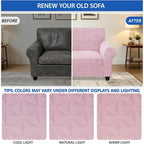 ZNSAYOTX Stretch Couch Cover, 1 Piece Sofa Covers for 2 Cushion Couch, Jacquard Loveseat Slipcovers with Elastic Bottom Thickened Furniture Protector for Dog Cat Pet (Medium, Dusty Pink)