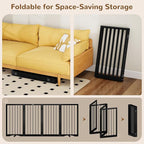 32" Extra Tall Free Standing Dog Gate Indoor, Foldable Pet Gate | for Doorways Stairs, 4-Panel Dog Fence with Support Feet for Stability, Folding Puppy Gate Easy to Carry No Drilling 72"x32"