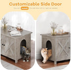 Shintenchi Cat Litter Box Enclosure, Litter Box Furniture Cabinet Hidden with Removable Divider, Wooden Cat House with End Table, Ash Oak Grey, 30.5 inch