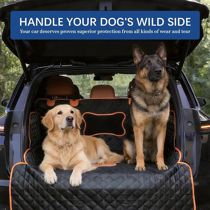 SUV Cargo Liner for Dogs,Waterproof Dog Trunk Cover for Full-Size SUVs | Waterproof PU Leather | Fits Full-Size SUVs | 19.69" Side Flaps | 19.69" Bumper Flap