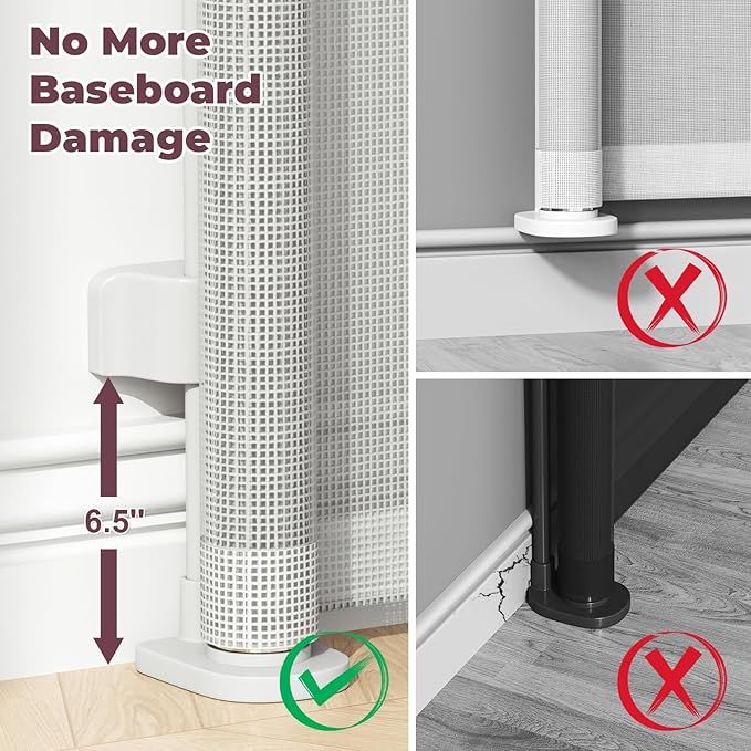 76" Retractable Baby Gates Extra Wide, Mesh Long Dog Gate for Deck | Indoor Outdoor Stair Gate for Wide Openings Doorways Hallways Porch, Child Pet Safety Essentials for Home, White