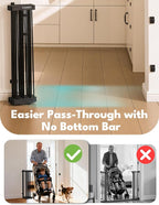 No Pawblems Retractable Safety Gate, 45" Wide Metal Adjustable Dog Gate for Doorways, Stairs & Hallways, 30" Tall, Auto Retract Design, No Bottom Bar, Black