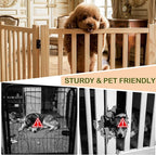 Wooden Freestanding Dog Gate Indoor - 23" Height 3 Panels | No-Painted Foldable Dog Gates, Portable Puppy Fence for Hallway Stairs, Doggy Barrier