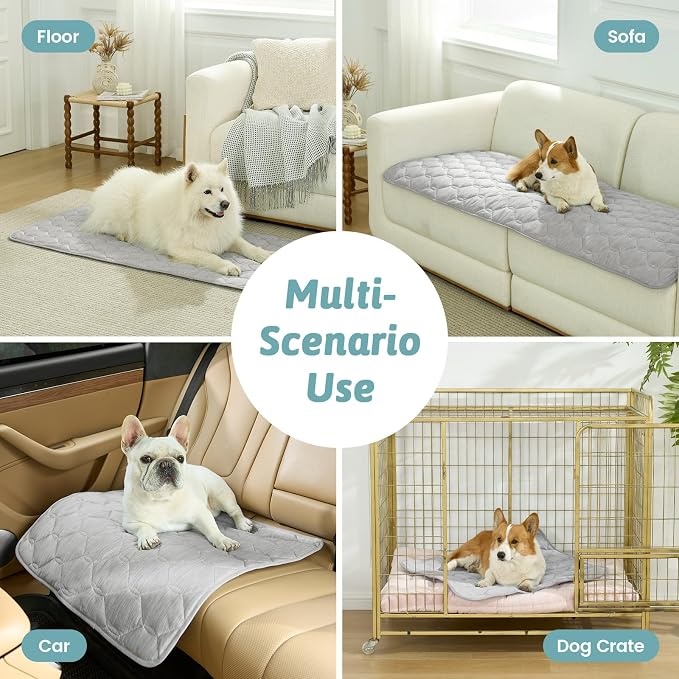 COZY KISS Cooling Couch Arm Cover for Dog Washable, Cool Sofa Cushion Mat | Q-Max >0.4 Cool Tech, Non-Slip Pet Pad for Car Seat Protector, Liquid Pee Proof Mat for Dog, Cats, 27.5x27.5 Inch, Grey