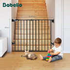 Babelio No Bottom Bar Baby Gate, 28" H x 26-43" W, Black | Easy Install| One-handed Opening| Auto-close| Drill Needed Indoor Safety Dog/Pet Gate for Stairs, Hallways & Doorways