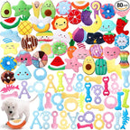 Hungdao 80 Pcs Dog Squeaky Toys Bulk for Small Dog Cute Plush Stuffed Puppy Chew Teething Toys Pet Bundle Easter Gift for Chewing Cleaning & Interactive Play(Vivid Style)