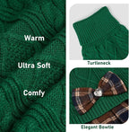 KYEESE Dog Sweater Dress Turtleneck Thick Knit Pullover for Cold Weather | Stretchy Fit, Lightweight & Warm, Cozy Knit Comfort, Cute Bow Accent, Gentle on Sensitive Skin, Comfortable Daily Wear