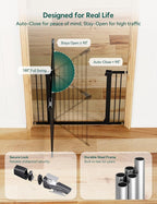 Babelio 36" Extra Tall Baby Gate for Stairs No Drilling, Dog Gate Indoor | 29-48" Wide; Pressure/Wall Mount; Triple-lock System; 200N Impact Tested; Easy Install for Doorways, Kitchen, Hallway, Black