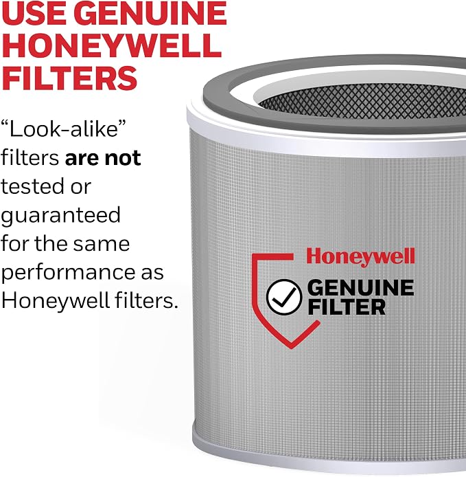 Honeywell Allergen Plus Compact HEPA Small Room Air Purifiers, White | Honeywell air purifiers for home, Up to 530 ft², Quiet HEPA air purifiers for bedroom, 3-in-1 filter, HPA125W