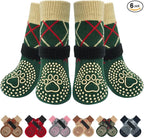 BEAUTYZOO 6PCS Dog Socks to Prevent Licking Paws, Anti Slip Dog Shoes for Hot Pavement Hardwood Floors, Traction Control Toe Grips Boots & Paw Protectors for Small Medium Large Senior Dogs, Green L