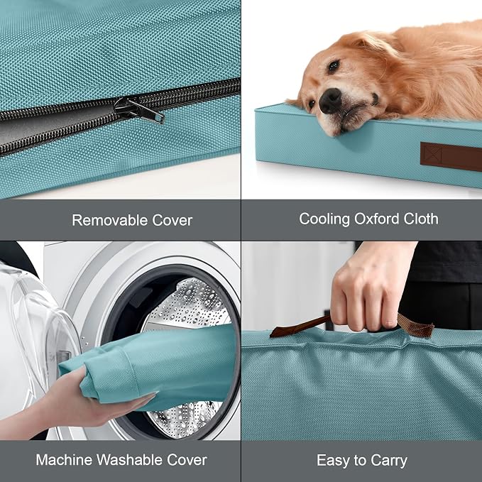 Outdoor Extra Large Dog Bed XXL for Giant Breed Dogs | Egg Crate Orthopedic Foam, Fits 48x30 Crates, TPU Waterproof Layer, Machine Washable 1680D Oxford Cover, Up to 110 lbs
