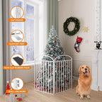 SNUOWU 2 Panels Full Matel Freestanding Dog Gates, 48" Extra Wide 36" Tall Free Standing Dog Pet Gate for Indoor & Outdoor. Foldable Pet Fences for Doorways, House, Stairs, Porch, Deck, Yard