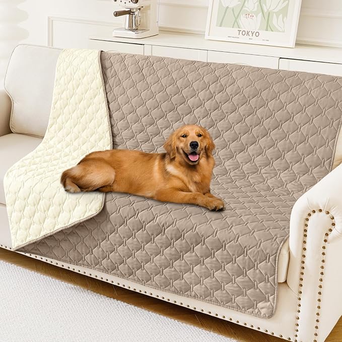 Smiry Waterproof Dog Bed Cover Blanket, Reversible Pet Blanket | Soft Reversible, Washable Leakproof Cats Dogs Couch Cover for Sofa, Couch, Furniture (52x82 Inch)