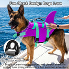 Fragralley Shark Dog Life Jacket, Easy to Put on Dog Life Vest for Swimming and Boating, Vibrant & Adjustable Dog Life Preservers for Small Medium Large Dogs, Suit to Swim, Fish, Beach, Surfing