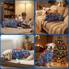 LovinPet Large Dog Pajamas, Four-Leg Stretch Onesie Bodysuit, Lightweight UV-Shielding Pajamas, Anti-Lick Calming Recovery Suit for Surgery, Pull-On for Medium and Large Breeds,Green,M
