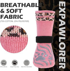 EXPAWLORER Dog Socks for Summer Hot Pavement to Prevent Licking Paws, Anti Slip Doggie Grippy Booties Shoes for Hardwood Floors, Boots & Paw Protectors for Small Medium Large Senior Dogs Pink XL