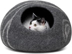 MEOWFIA Cat Cave – Premium Felt Cat Bed Enclosure for Indoor Cats, Handmade Merino Wool (Dark Grey, Large)