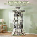 Cat Tree, 81.1" Tall Heavy Duty Cat Tower for Large Cats VCT032W | Cat Furniture with 3 Wide Platforms, Diamond-Shaped Condo 2 Sisal Scratchers, Hammock & Stable Base, Light Gray
