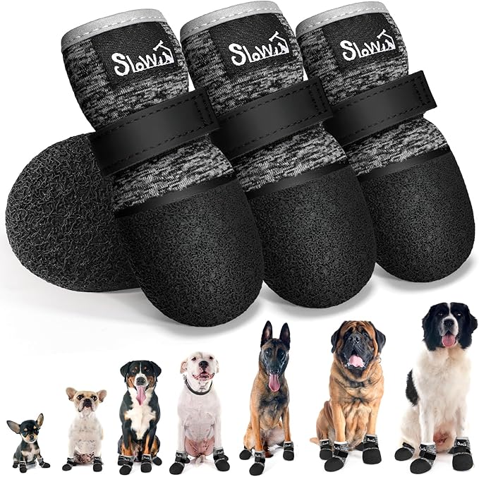 SlowTon Dog Shoes - Breathable Dog Sock Boots for Summer Hot Pavement Hardwood Floors Winter Snow, Waterproof Booties for Small Medium Large Dogs, Non-Slip Paw Protector for Outdoor Walking (B, 2)