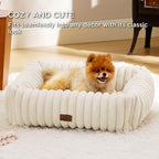 Bedsure ComfyFleece™ Cute Dog Beds Large Sized Dog Washable，40in Cream | Furry Big Rectangle XL Pet Beds, Aesthetic,Orthopedic Corduroy Fleece,Removable Zipper Cover,Non-Slip Bottom,Up To 75 Lbs
