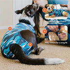 Suitical Recovery Suit for Dogs | Spay and Neutering Dog Surgery Recovery Suit for Male or Female | Soft Fabric for Skin Conditions and Light Incontinence | 3XS Neck to Tail 8.7”-13.8” Blue Camouflage