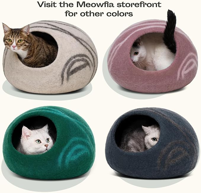 MEOWFIA Cat Cave – Premium Felt Cat Bed Enclosure for Indoor Cats, Handmade Merino Wool (Tucson Sunset, Large)