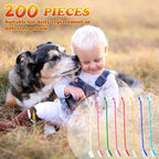 Nuogo 200 Pcs Dog Toothbrush,Dual Headed Long Handle, 8 Colors, Cats Dogs | Bulk 200 Pack, fits large and small breeds, dual brush heads, long handle reach, 8 colors for multi-pet households