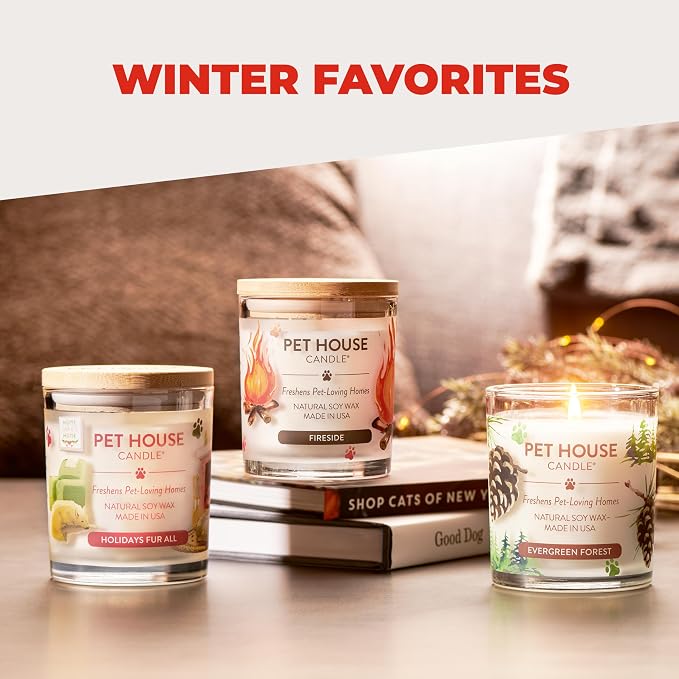Pet House Candle 2 Pack - Plant-Based/Soy - Clean Burning Scented, Long Lasting Pet Odor Candle for Home -Sweet Cranberries